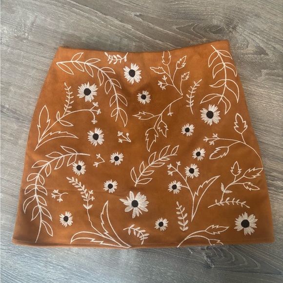 Altar'd State Dresses & Skirts - Altard State Floral Embroidered Burnt Orange/Tan Skirt